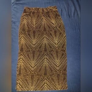Absolutely Famous Size Medium Glitzy Geometric Gold and Brown Skirt